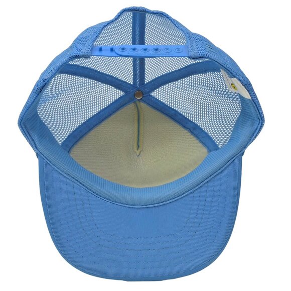 Vtg Puff Print I Got Lei’d In Hawaii Snapback Trucker Hat Blue White Bikini Girl - Picture 4 of 5